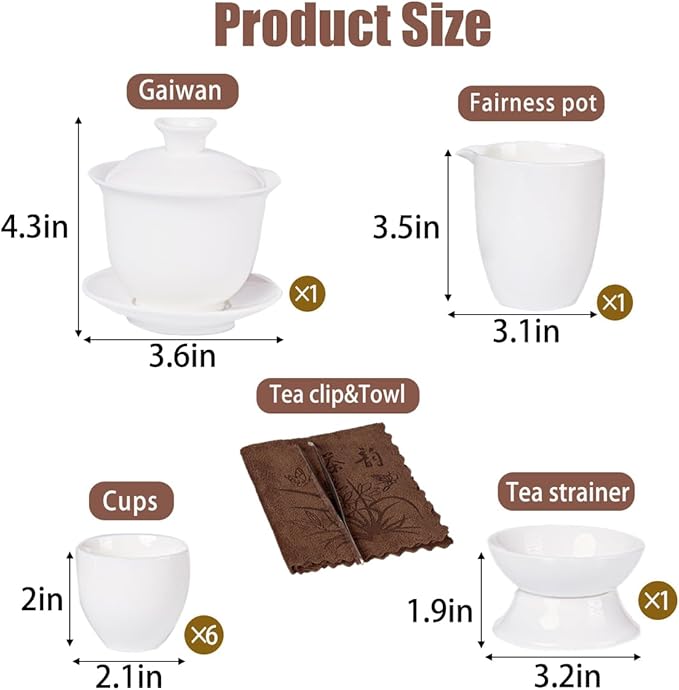 Gaiwan Chinese Gongfu Tea Set,6 cups Portable Tea Set Suitable for home use, travel, and office use