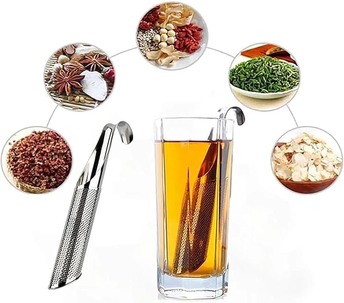 Stainless Steel Tea Diffuser, Loose Leaf Tea Steeper Tea Infuser, Universal Fine Holes Tea Interval Diffuser with Hanging Hook Handle, Fine Holes Tea Interval Diffuser for Loose Tea Leaf Coffee Herbs
