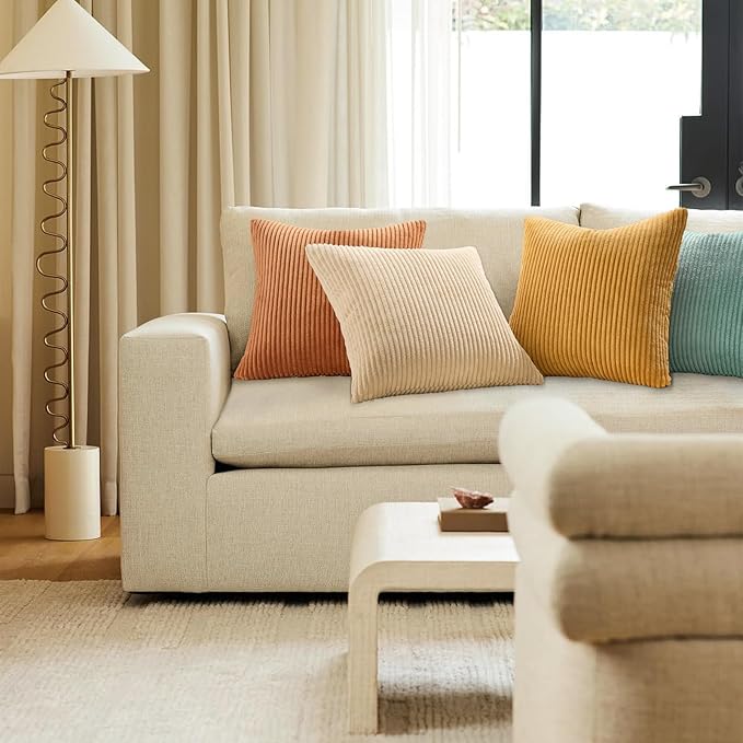 Topfinel Decorative Throw Pillow Covers Cushion Cases, Set of 4 Soft Velvet Modern Double-Sided Designs, Mix and Match for Home Decor, Pillow Inserts Not Included (22x22 inch, Orange/Teal)