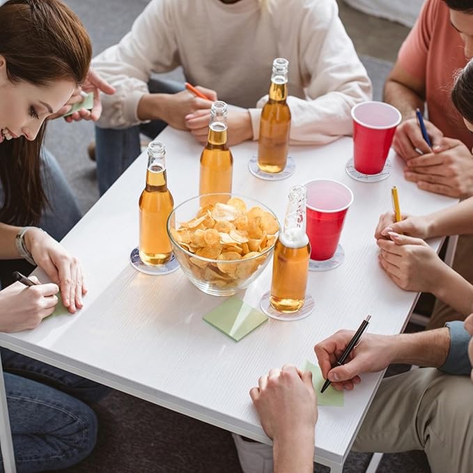 Hoewina 6Pcs Drink Coasters with Holder, Marble Style Ceramic Drink Coaster, Absorbent Coasters Set Suitable for Kinds of Cups, Modern Style Coasters for Coffee Table, 4 Inches(Natural)