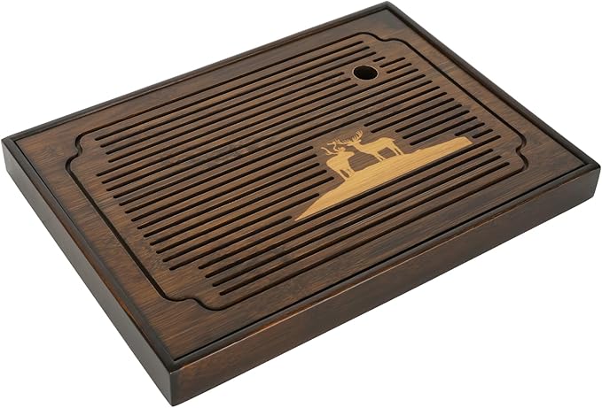Ufine 15.7 Inch Bamboo Gongfu Tea Tray Large Tea Table Box with Water Storage Chinese Kung Fu Tea Serving Tray
