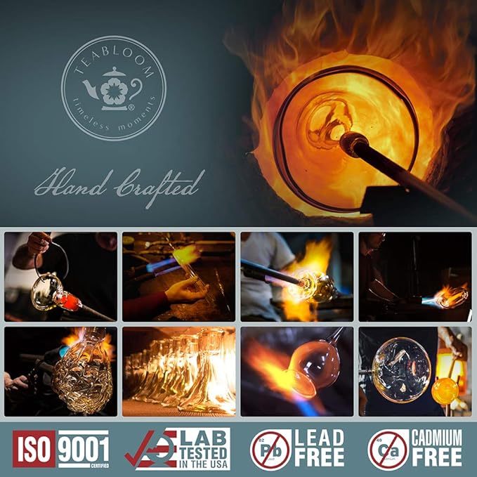 Teabloom Grand Bouquet Glass Teapot with Microdot Glass Infuser – Elegant 50oz Borosilicate Teapot for Whole Leaf & Blooming Teas – A Pure & Visual Tea Experience – Tea Purist's Choice