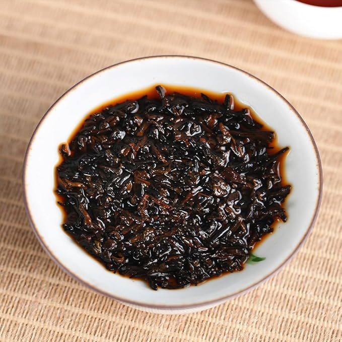 SANRAN Puer Tea, Aged Puerh Tea Cake, Ripe Pu Erh Black Tea, Year 2017, 12.60oz