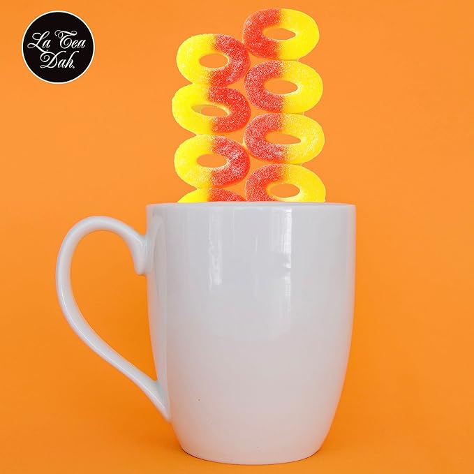 La Tea Dah Peach Green Tea - Gunpowder Green With Natural Peach & Apricot Flavor, Unsweetened & Lightly Caffeinated Dessert Tea, Serve Hot or as Iced Tea (12 Tea Bags)