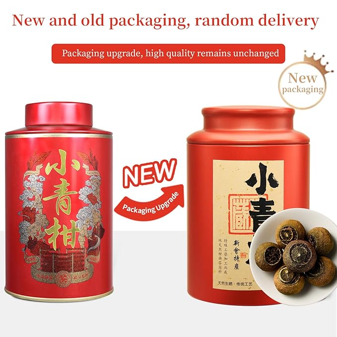 XIXICHA Puerh Tea Premium Tangerine Peel Pu-erh Tea 5.64oz(160g) Xiao Qing Gan Xinhui ChenPi Pu'er Citrus Yunnan Puerh Green Orange Peel 陈皮普洱茶 普洱小青柑 广东新会小青柑 云南勐海普洱茶 熟茶