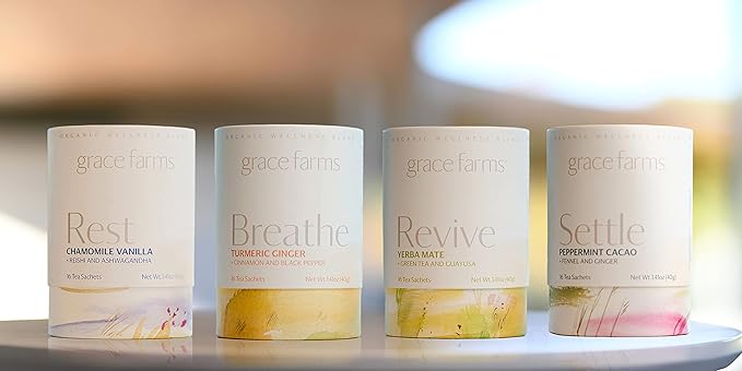 Grace Farms SETTLE Wellness Organic Tea Blend (16 Pyramid Sachets) | Peppermint Cacao | Relaxing and Digestive Support | Fairtrade and Kosher | Filled With Antioxidants and Stress-Relieving Herbs | Gives Back 100% of Profits