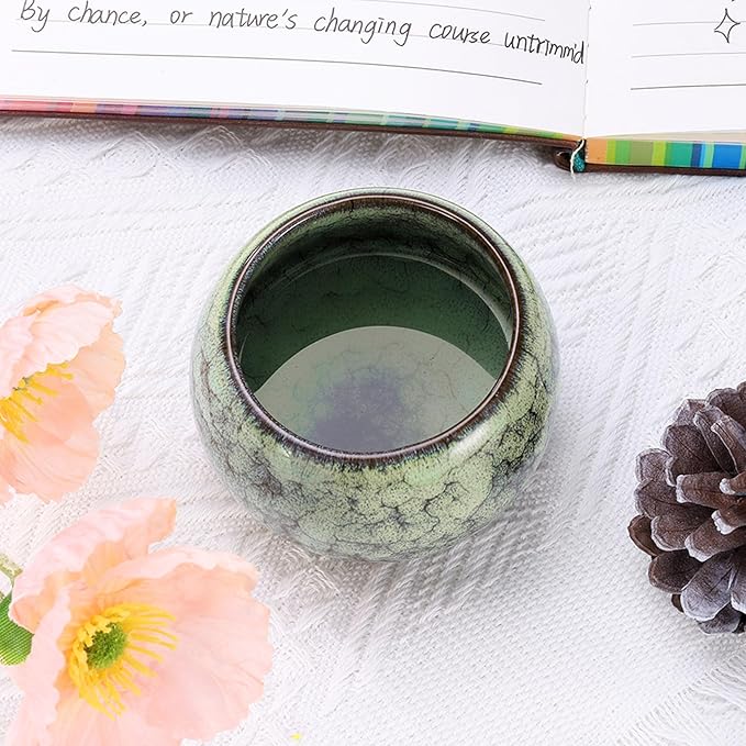 HARFINGTON Chinese Japanese Ceramic Teacups 5.07 Oz Handmade Gong Fu Tea Set Ceramic Glaze-Changed No Handle Small Tea Cup for Mate Tea Coffee Wine Drinks Home and Gifts, Yellow