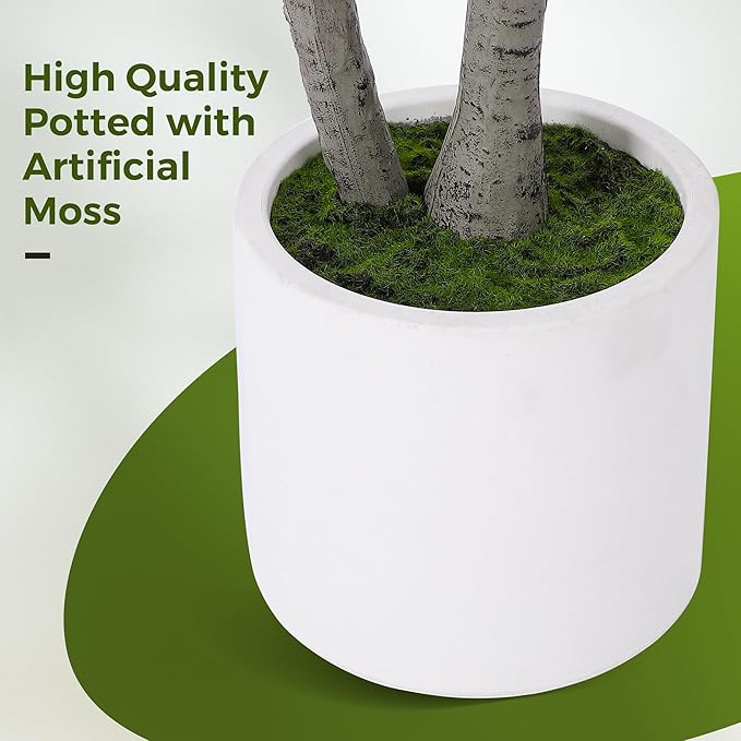 Olive Trees Artificial Indoor, 5FT Realistic Artificial Olive Tree with Natural Wood Trunk Lifelike Fruits Pre Assembled No Maintenance, Sturdy White Planter for Home Office Decor Perfect