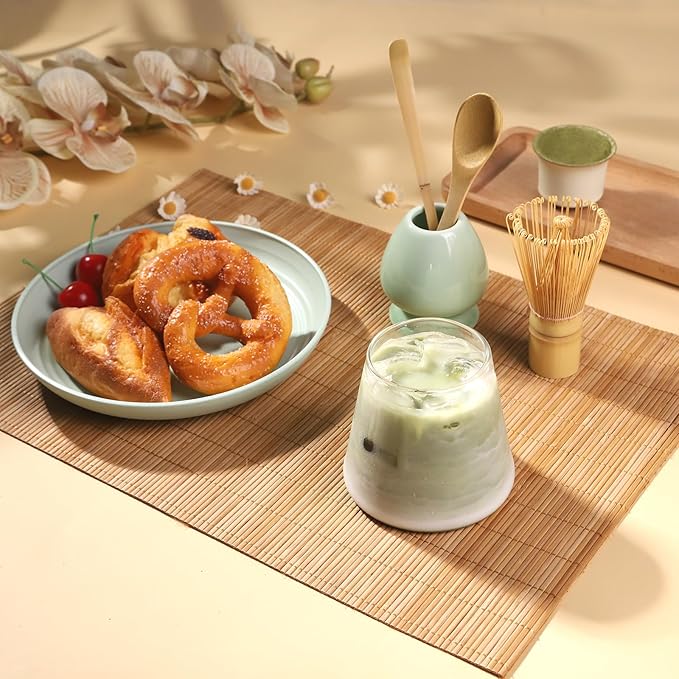 Matcha Whisk Set with Bamboo Whisk Matcha Whisk Holder Bamboo Scoop and Tea Spoon 4 Pcs Matcha Making Kit Japanese Tea Tools For Christmas Gift