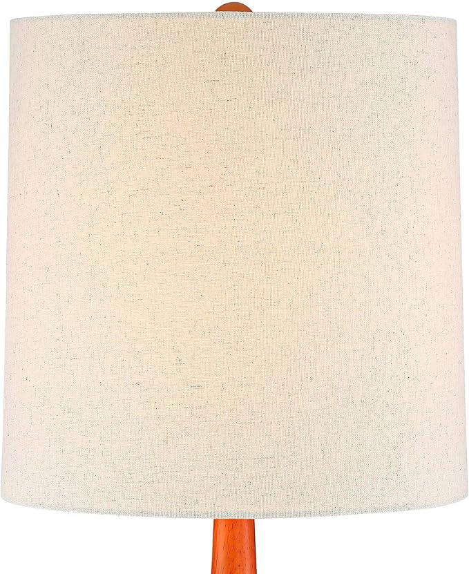 360 Lighting Andi Mid Century Modern Table Lamps 24 1/2" Tall Set of 2 Brown Hammered Ceramic Red Oak Wood Off-White Fabric Shade for Bedroom Living Room Bedside Nightstand House Home Office