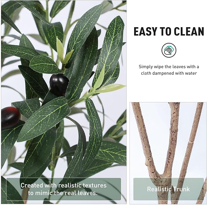 Artificial Olive Trees, 7 FT Tall Fake Olive Tree with White Planter for Indoor - Large Faux Olive Silk Tree for Home Office Decor