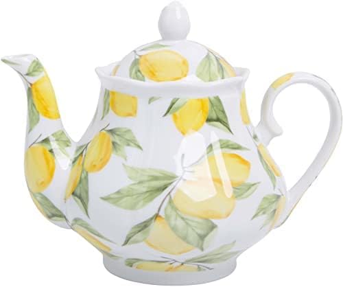 European Style Ceramic Teapot Coffee Pot Water Pot Porcelain Vintage Gift Tea Pot (Lemon)