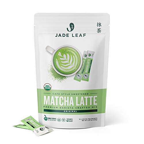Jade Leaf Matcha Organic Premium Ceremonial Grade Matcha Green Tea Powder - Japanese - Culinary, Ingredient, Ceremonial Barista Teahouse, Latte, Collagen, 0.35 Ounce (Pack of 10), Matcha Latte