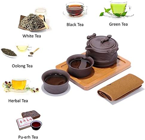 Goclothod Chinese Kungfu Teapot Handmade Yixing Zisha Tea Set Purple Clay Teapot Ceramic Teapot Teacups (Purple Clay)