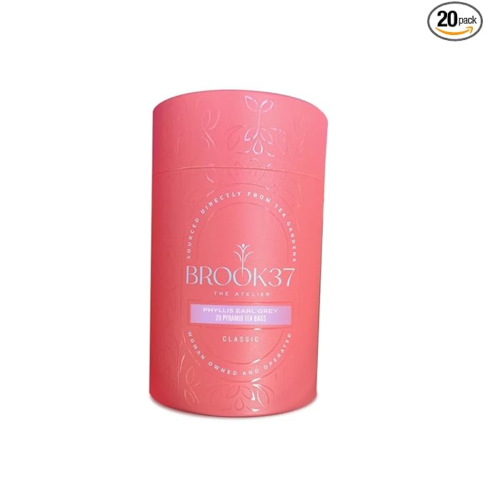 Brook37 Phyllis Earl Grey Eco Black Tea - Premium Flavored Tea with Lavender, Pineapple & Calendula | Caffeinated Gourmet Tea Blend | 20 Biodegradable Pyramid Bags | Elegant Gift for Tea Lovers