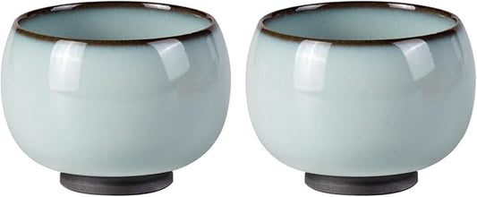 Tea Cup Set of 2 Porcelain Small Tea Cups 4oz Handmade Japanese Tea Cup Set, Asian Ceramic Teacups for Home, Party, Office, Chinese Kung Fu Tea Set for Hot/Cold Drink (Meditation-Imperial Kiln)