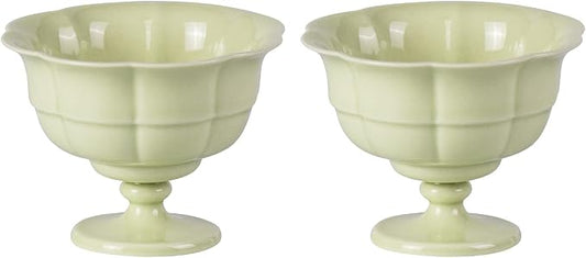 KAMMAK Tea Cup,3oz Small Tea Cups Set of 2, Reed Green Porcelain Tea Cups with Short Handle, Ceramic Teacups Set for Tea Party, Home Chinese Kungfu Tea Set for Hot/Cold Drink