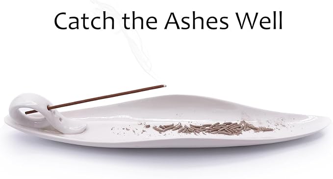 9" Length Incense Stick Holder with 3 Holes, White Porcelain Incense Tray Ash Cather for Spa, Meditation Room, Yoga, Home, Office (White)