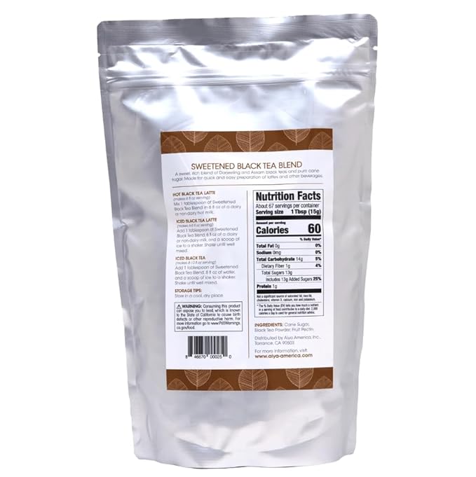 Aiya Sweetened Black Tea Blend | Indian Black Tea with Cane Sugar | Quick & Easy Mix for Lattes, Smoothies | 1kg Bag (2.2 lbs)