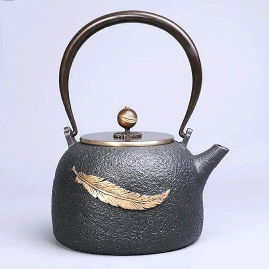 Cast Iron Teapot Vintage Cast Iron Tea Kettle for Loose Leaf Tea, Small Easy Pour Heat Resistant Tea Infuser for Home Party Office, Tea Accessories Tea Pot