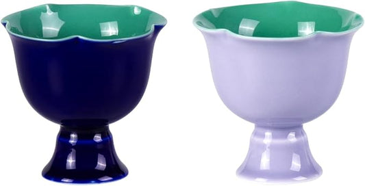 Tea Cup, 2.6oz Small Tea Cups for Home, Party, Office, Porcelain Tea Cup Set, Ceramic Teacups, Chinese Kungfu Tea Set for Hot/Cold Drink (Purple and Dark Blue)