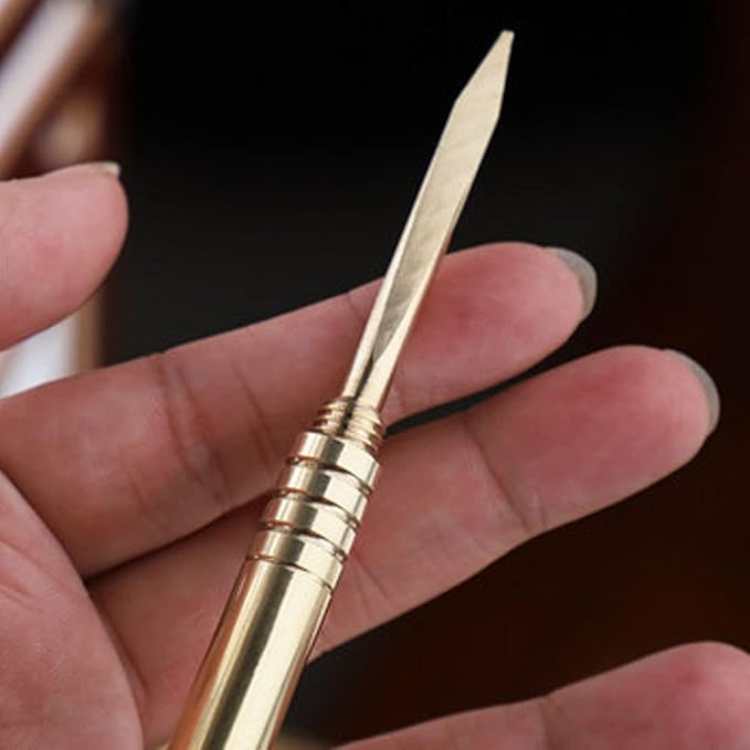 haowei 1Pcs Pure copper Puer Puerh Tea Knife Needle Professional Ice Pick Tea Cake Pick Tool for Breaking Prying Brick for Kitchen Bars Bartender Picnics Camping