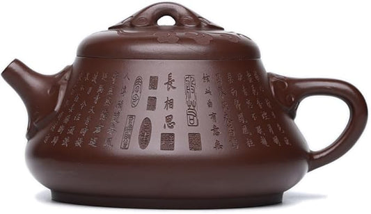 Zisha Teapot, Chinese Yixing Clay Handmade Tea Pot 10.8 Oz, Infuse Brew Kung Fu Loose Leaf Tea Maker -XiangsiShipiao,Zini Purple Clay