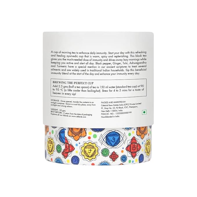 CelesTe Vedic Elixir - Turmeric Tea Loose Leaf - Premium Blend with Cinnamon, Black Pepper, Lemon Grass, Tulsi, Clove and Ashwagandha | 100% Natural Loose Leaf Black Tea (1.76 oz) (50 gm) (25 Cups)
