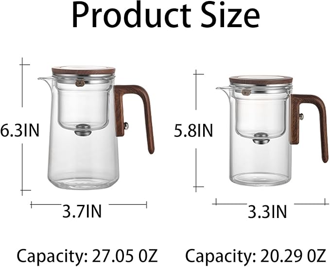 Enchanti Tea Pot, 800ML Witchcraft Magic Glass Teapot with Infuser Strainer and Lid for Loose Leaf Tea Herbal, Magnetic Water Separation Tea Maker Kettle Clear Enchantipot