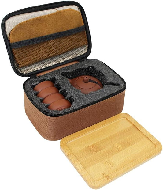 Goclothod Chinese Kungfu Teapot Handmade Yixing Zisha Tea Set Purple Clay Teapot Ceramic Teapot Teacups (1Teapot&4Cups)