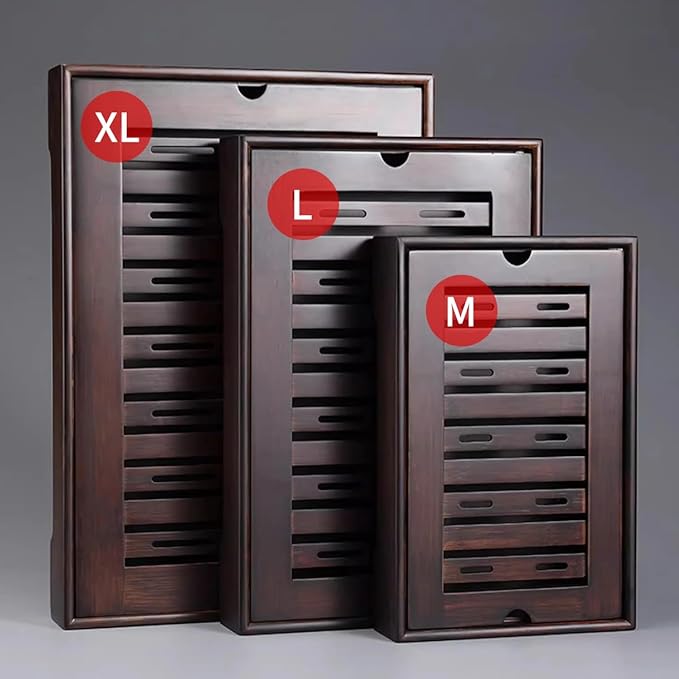 Mini Bamboo Chinese Tea Tray - 11 x 7 inch Japanese Tea Serving Tray, Small Gongfu Tea Table Set with Reservoir Type Water Storage Box (M)