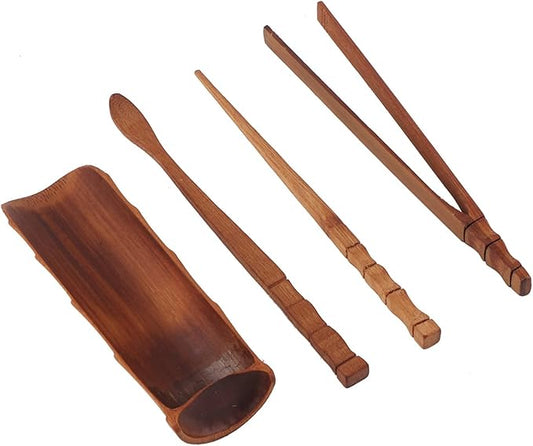 Milltrip 4 Piece Chinese Gongfu Tea Set, Tea Ceremony Tools Chinese Kung Fu Tea Set, Tea Accessories include Tea Scoop Needle Clip Spatula, for Tea House Restaurant Household