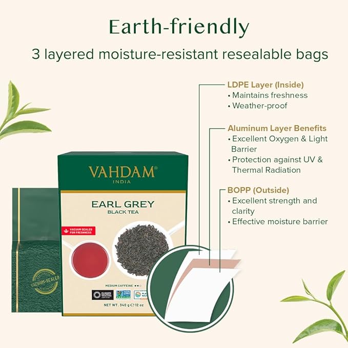 VAHDAM, Earl Grey Tea Loose Leaf 170+ Cups (340g/12oz) Citrusy & Delicious Black Tea blended with 100% Natural Oil of Bergamot | Brew Hot/Iced Tea