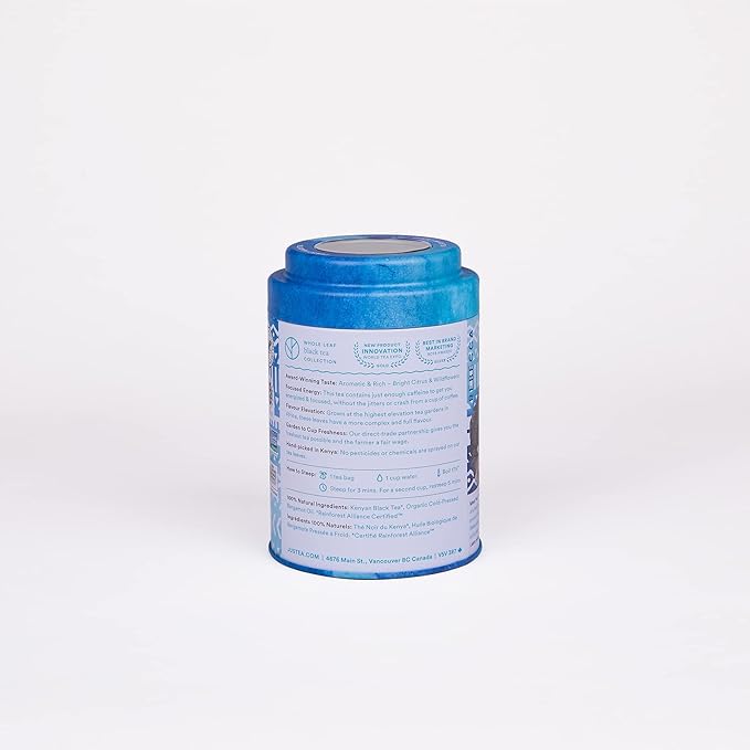 JusTea Kenyan Earl Grey | Pyramid Compostable Tea Bags | Black Tea | 12+ Cups | High Caffeine | Award-Winning | Fair Trade | Non-GMO