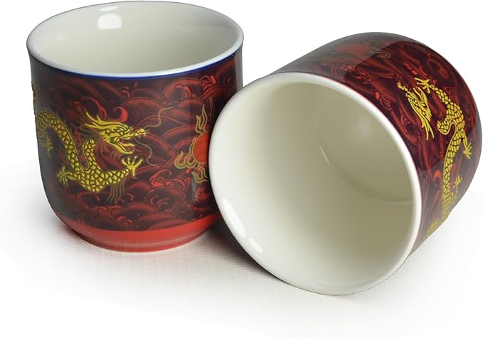 Ceramic Teapot With 6 Cups Set Chinese Porcelain Dragon Tea pot with Infuser and Teacup for Home Office Tea Set (red)