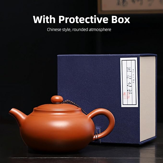 Chinese Clay Teapot, Yixing Xishi Zisha Tea Pot, Handmade Pottery Purple Sand Mud Kungfu Tea Set Kettle,14oz Zhuni