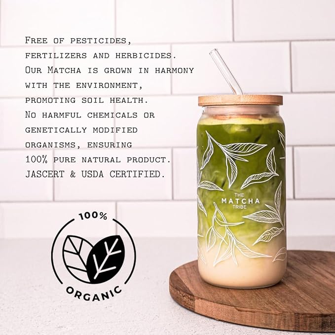 The Matcha Tribe Organic Ceremonial Matcha Green Tea Powder for Lattes. Authentic Japanese First Harvest from both Uji, Kakoshima and Shizuoka Japan. (1.06 Oz Tin - 30gr).