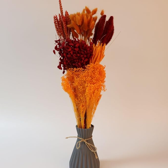 Dried Flower Bouquet & Floral Mix Premium Hand-Packed Natural Dried Plants for Home Decor, Bouquets, and Arrangements – Made in Italy (Orange & Red)