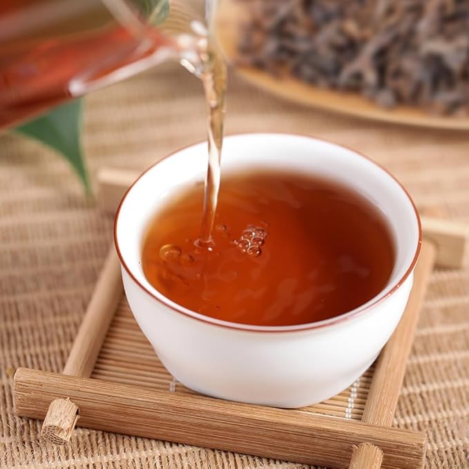 SANRAN Puer Tea Loose Leaf, Ripe Pu'erh Tea, Aged Black Pu'er Tea, 8.82oz