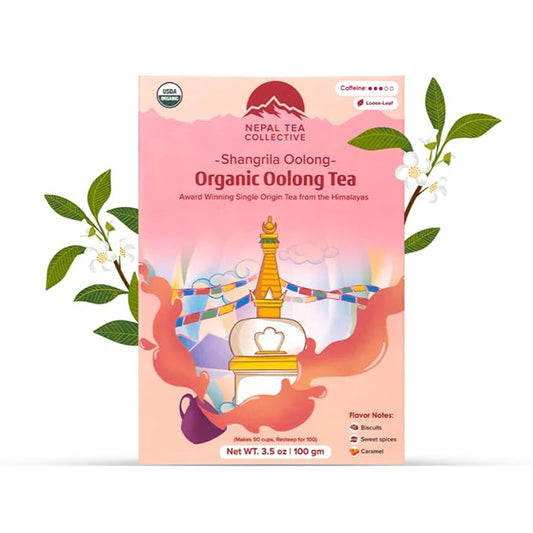 NEPAL TEA Organic Loose Leaf Oolong Tea - USDA Certified Organic Oolong Tea Loose Leaf - Premium Tea Leaves from a Family Farm in the Himalayas - Enjoy Hot or Iced - 3.5oz /100g (Shangri-La Oolong)