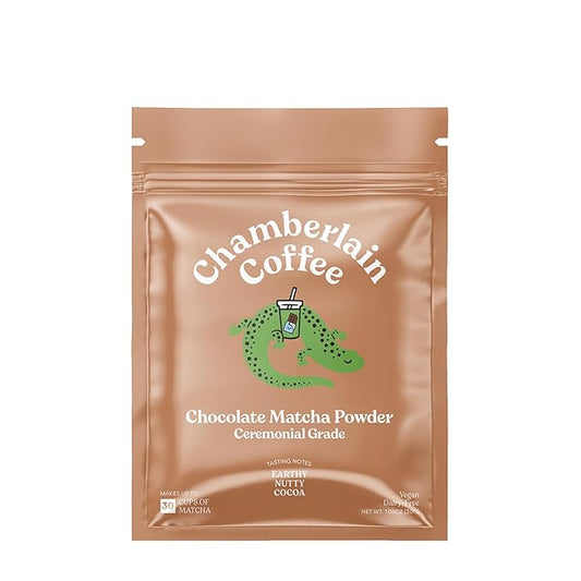 Chamberlain Coffee Chocolate Matcha - Ceremonial Grade Matcha Powder with Rich Cocoa, Vegan Japanese Gluten-Free Organic Green Tea Powder for Hot and Iced Drinks - 1.06 Oz Pouch