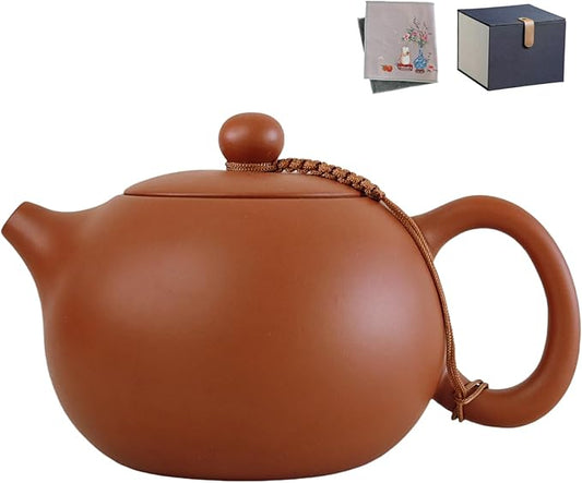 Chinese Clay Teapot, Yixing Xishi Zisha Tea Pot, Handmade Pottery Purple Sand Mud Kungfu Tea Set Kettle,14oz Zhuni