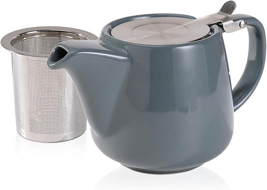 Ceramic Teapot With Stainless Steel Infuser, Heat Resistant, Perfect Tea Maker, Gray Teapot 500ml/17oz