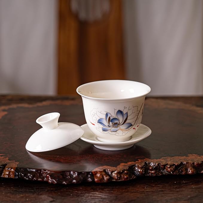 Gaiwan Chinese Gongfu Tea Set,6 cups Portable Tea Set Suitable for home use, travel, and office use
