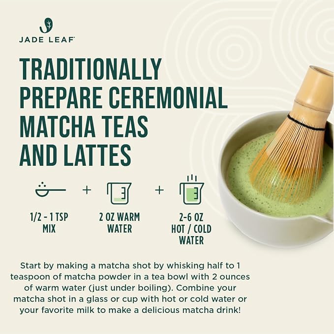 Jade Leaf Matcha Organic Premium Ceremonial Grade Matcha Green Tea Powder - Japanese - Culinary, Ingredient, Ceremonial Barista Teahouse, Latte, Collagen, 1.06 Ounce (Pack of 1), Ceremonial Teahouse Tin