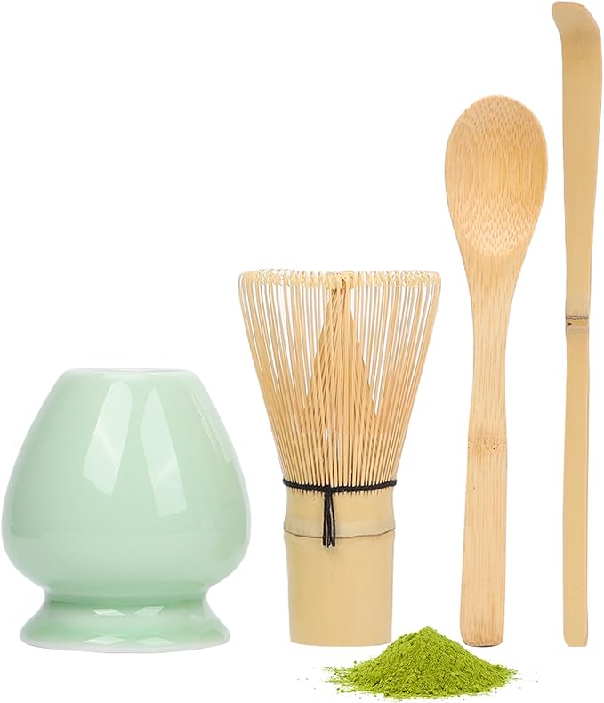 Matcha Whisk Set with Bamboo Whisk Matcha Whisk Holder Bamboo Scoop and Tea Spoon 4 Pcs Matcha Making Kit Japanese Tea Tools For Christmas Gift