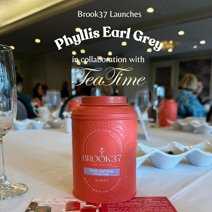 Brook37 Phyllis Earl Grey Eco Black Tea - Premium Flavored Tea with Lavender, Pineapple & Calendula | Caffeinated Gourmet Tea Blend | 20 Biodegradable Pyramid Bags | Elegant Gift for Tea Lovers