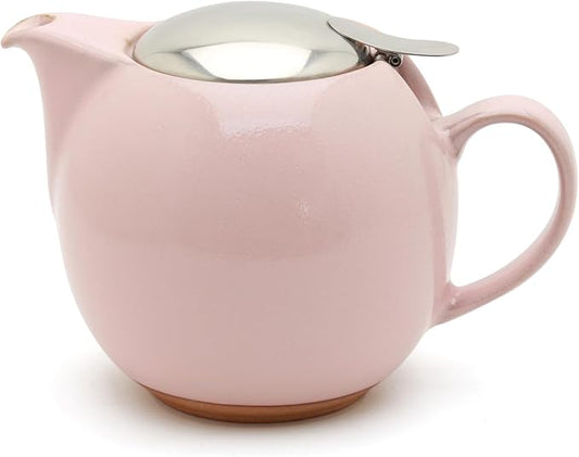 Zero Japan Bee House Round Teapot - Ceramic Teapot with Removable Lid & Stainless Steel Infuser for Loose Tea - Tea Pot for Two - Sakura Pink (24 oz)