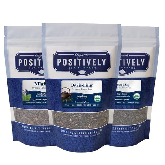 Organic Positively Tea Company, Indian Tea Sampler, Loose Leaf, 4 Ounce, 3 Pack