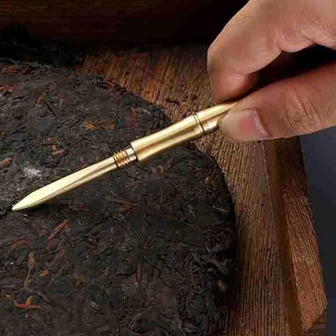 haowei 1Pcs Pure copper Puer Puerh Tea Knife Needle Professional Ice Pick Tea Cake Pick Tool for Breaking Prying Brick for Kitchen Bars Bartender Picnics Camping